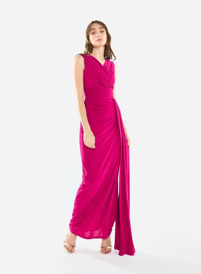 House of Moda Women Draped Crepe Gown Maxi Dress - Image 4